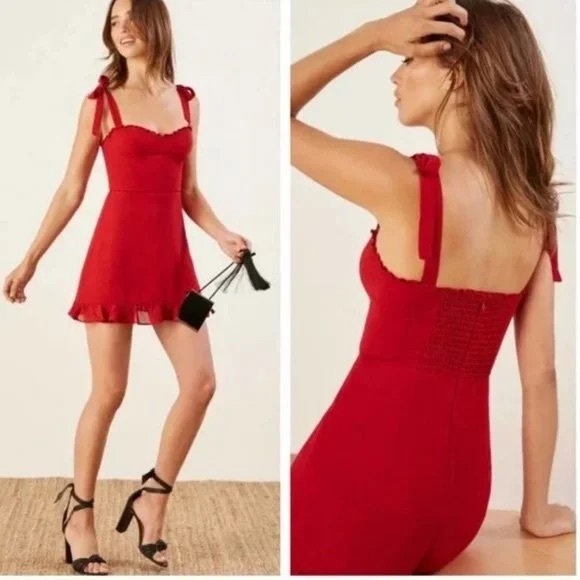 Reformation Dresses & Skirts - Reformation Christine Mini Dress In Lipstick Red Size 4